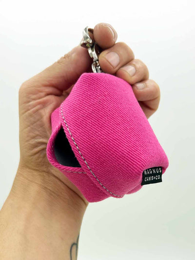 Dog poop bags holder made of hot pink denim by MAGNUS Canis.