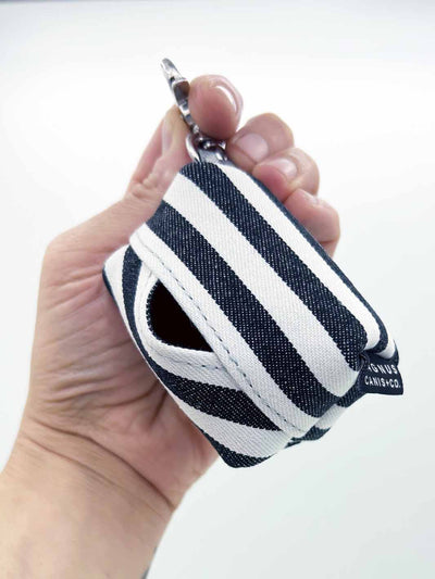 Dog poop bags holder made of striped denim by MAGNUS Canis.