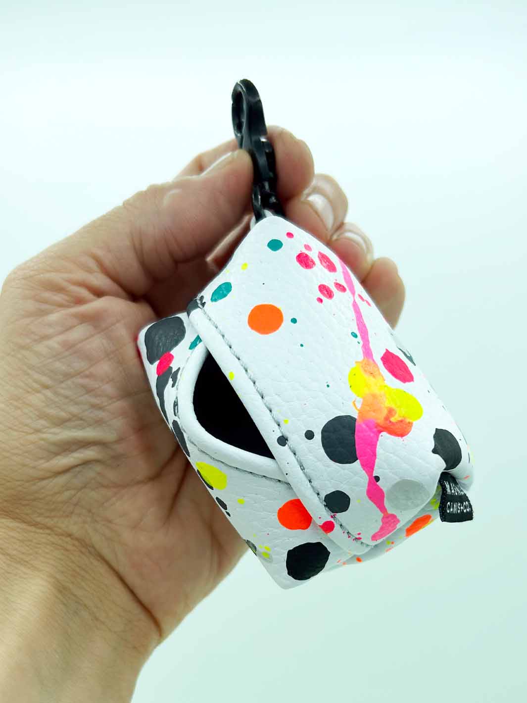 hand painted dog poop bags holder by MAGNUS Canis.