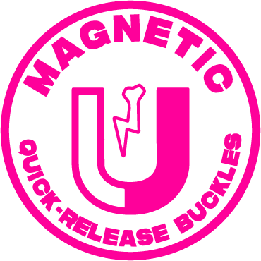 magnetic buckle official stamp icon in hot pink.
