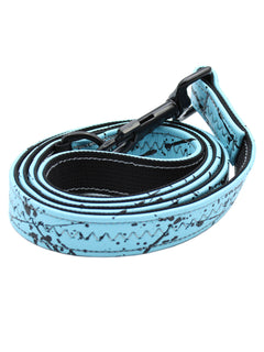 A hand painted light blue and black vegan leather dog leash by MAGNUS Canis.